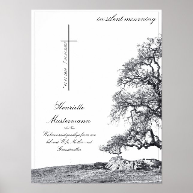 Tyst sorg - träd på ängsmark poster (Framsidan)