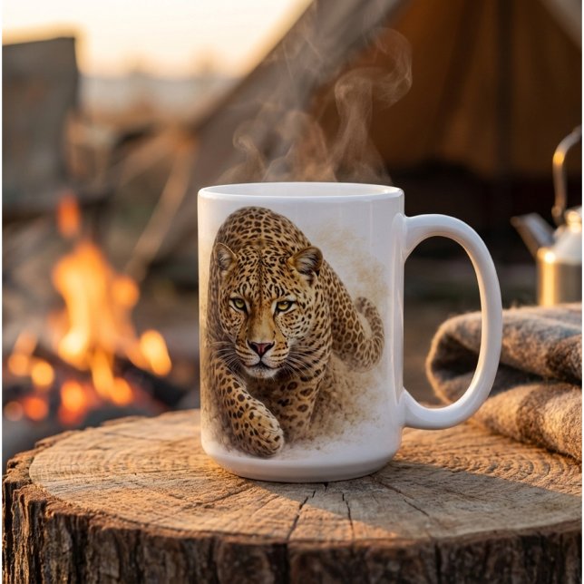 Tyst stalkande leopard | Afrikansk Wildlife Art Kaffemugg (Skapare uppladdad)