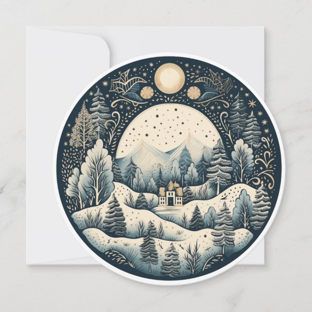 Tyst stavning för vinter julkort (Framsida)