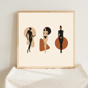 Tyst styrka – Abstrakt Feminint Linje Konst XIV Poster