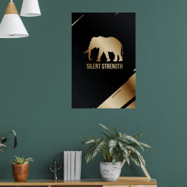 "Tyst styrka" Minimalistisk elefantväggskonst Poster
