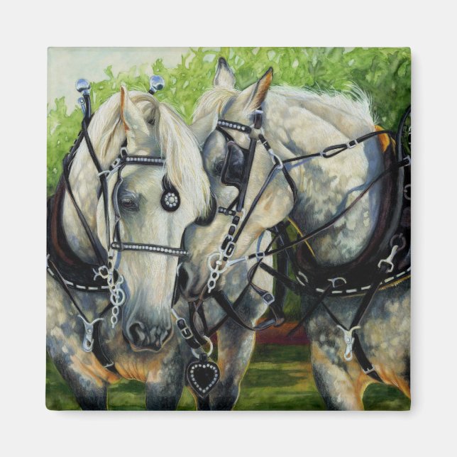 Tyst styrka - Percheron Horse Team Magnet (Framsidan)