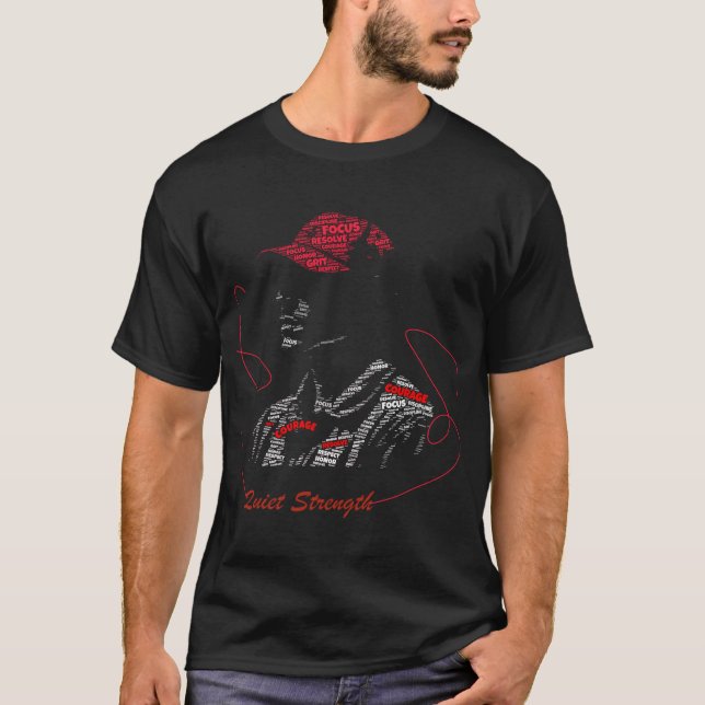 Tyst Styrka Typografi Figur T Shirt (Framsida)