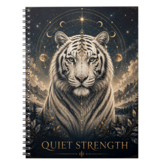 Tyst styrka Vit Tiger Inspirationsbok Anteckningsbok