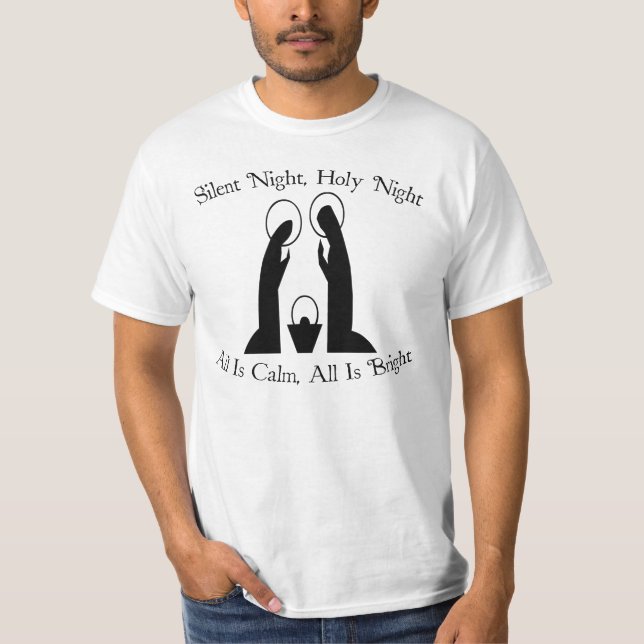 Tyst T-tröja för nattNativityjul Tee Shirt (Framsida)