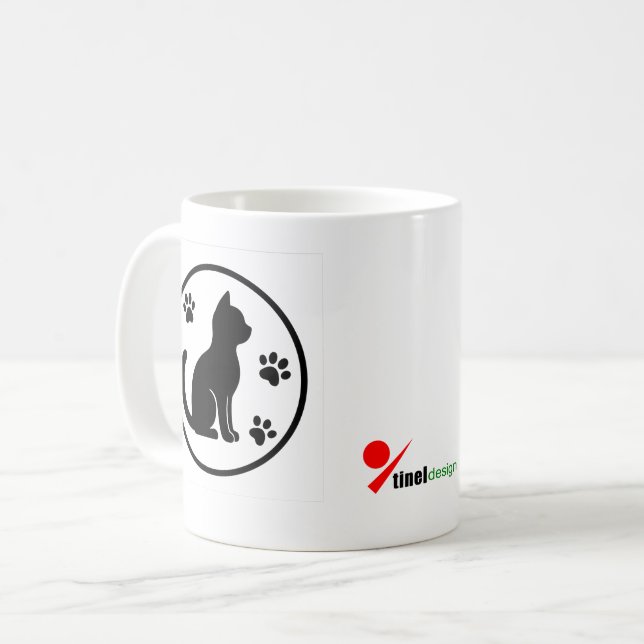 Tyst Tassar - Minimal katthyllett Silhouette Kaffemugg (Framsida vänster)