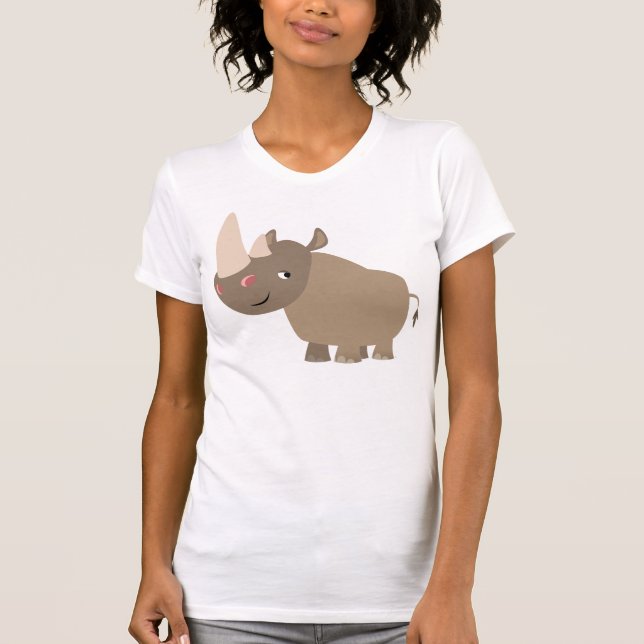 Tyst Tecknad Rhino Kvinnor T-shirt (Framsida)