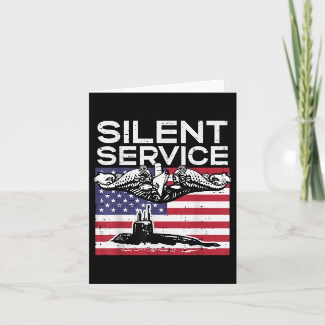 Tyst tjänst ubåt USA:s flagga minnesdag patriotisk Kort (Framsida)