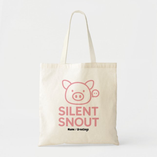 Tyst Trut Söt Minimalistisk Rosa Gris Design Kawai Tygkasse (Framsidan)