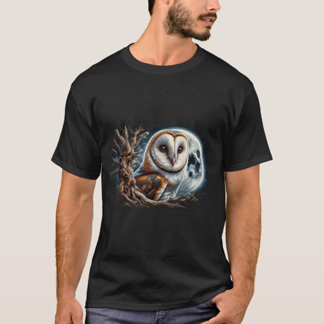 Tyst Uggla Gaze, Barn Uggla, Uggla Design T Shirt (Framsida)