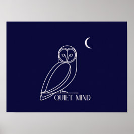 Tyst Ugglas Visdom – Minimalistisk Nattlig Visdoms Poster