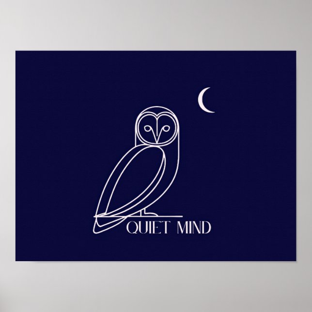 Tyst Ugglas Visdom – Minimalistisk Nattlig Visdoms Poster (Framsidan)