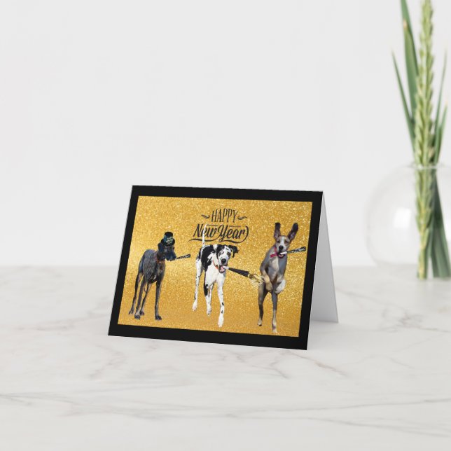 Tyst undrar nya år av hälsningskort Great dane Helgkort (Framsida)
