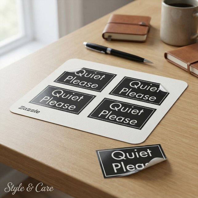 Tyst Vänligen Etikett i Rektalangulär Fet Format (Quiet Please Label in Rectangular Bold Format)