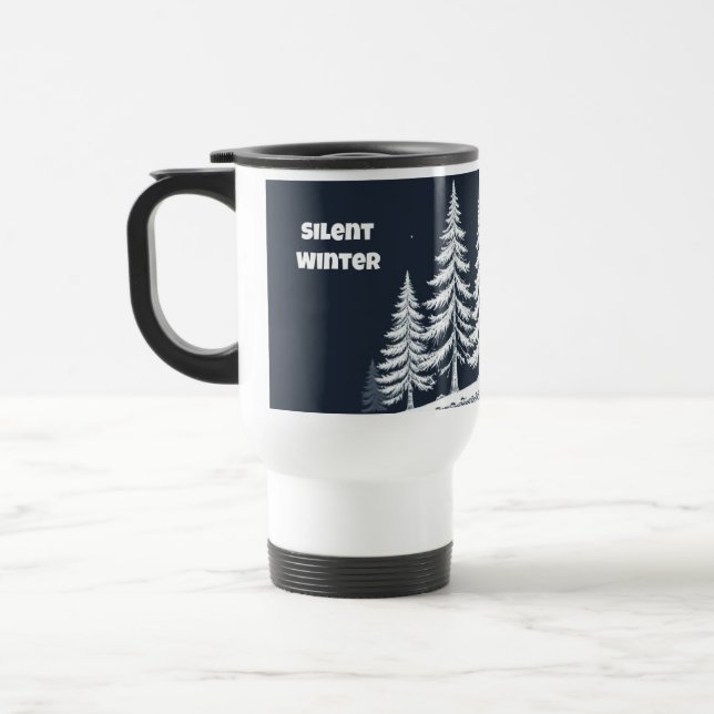 Tyst vinter vackra träd resemugg – 15oz (Vänster)