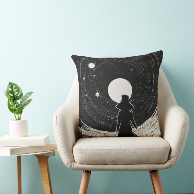 Tysta filmera Era-stjärnor | Tecknad Space Art Kudde (Stol)