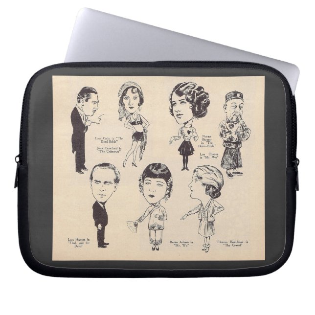 Tysta filmskådespelarekarikatyrer laptop sleeve (Framsidan)