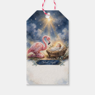 Tysta natt Flamingo Julkrubba Presenttaggar Presentetikett