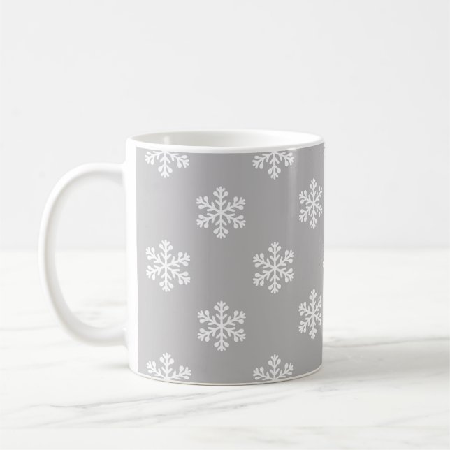 Tysta snöflingor i grått kaffemugg (Vänster)