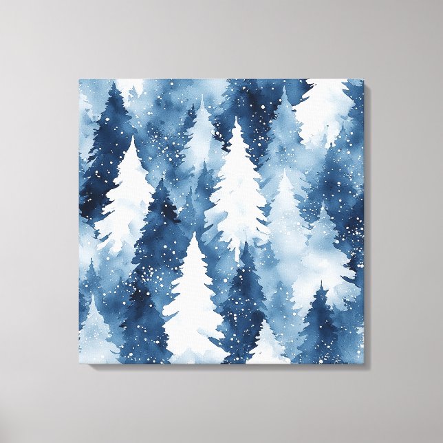Tysta tallar Vinter skog Canvastryck (Framsida)