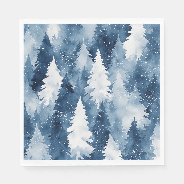 Tysta tallar vinter skog pappersservett (Framsidan)