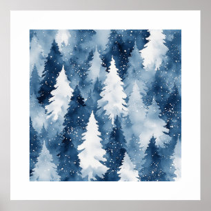 Tysta tallar vinter skog poster