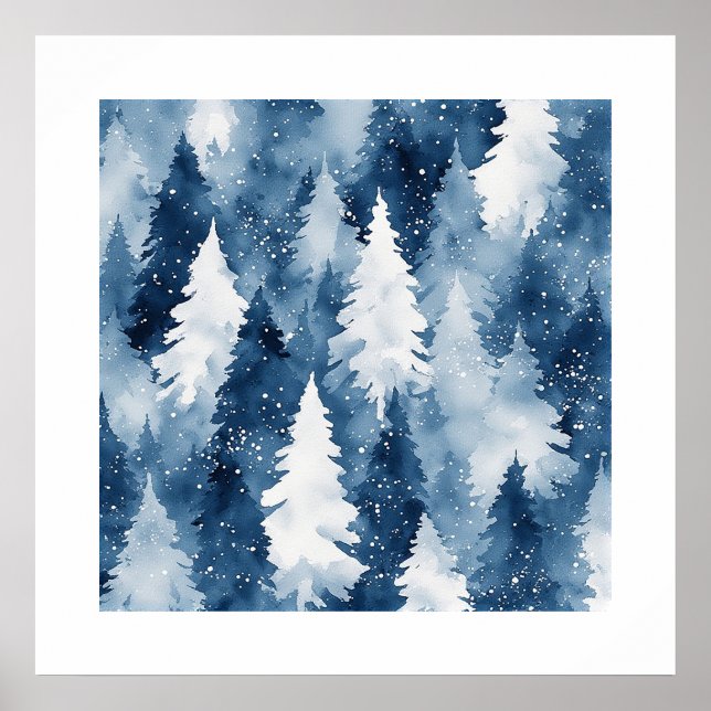Tysta tallar vinter skog poster (Framsidan)