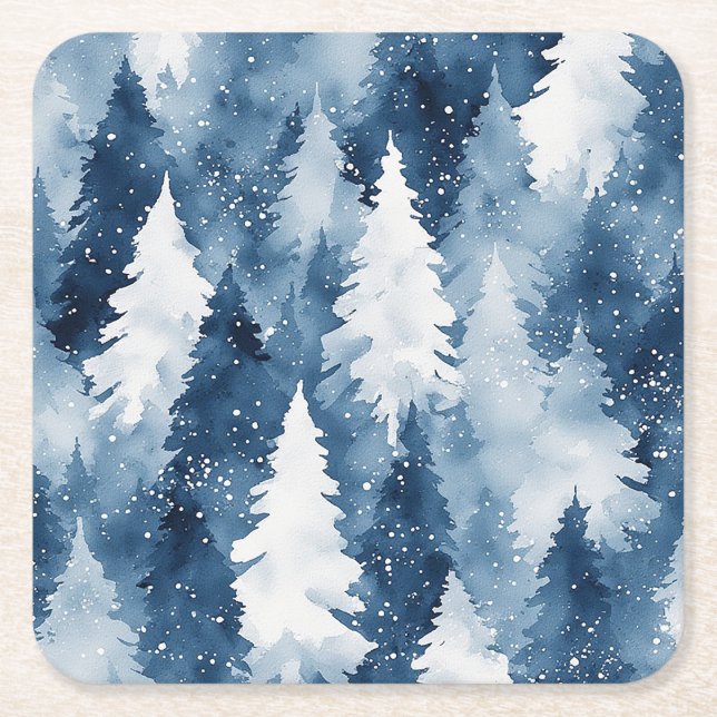 Tysta tallar Vinter skog Underlägg Papper Kvadrat (Framsidan)