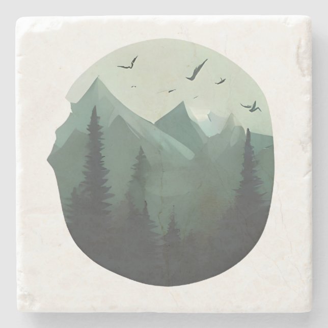 Tysta toppar: Fåglar över ett bergslandskap Stenunderlägg (Framsidan)