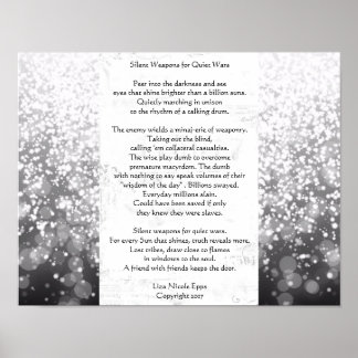 Tysta vapen för Quiet Krig. Dikt av Liza Nicole Poster
