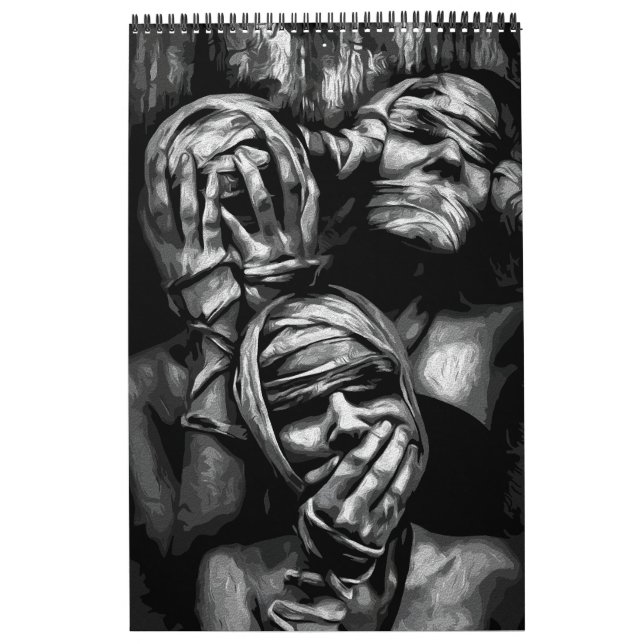 Tystade skuggor: Abstrakt ansikten Kalender (Omslag)