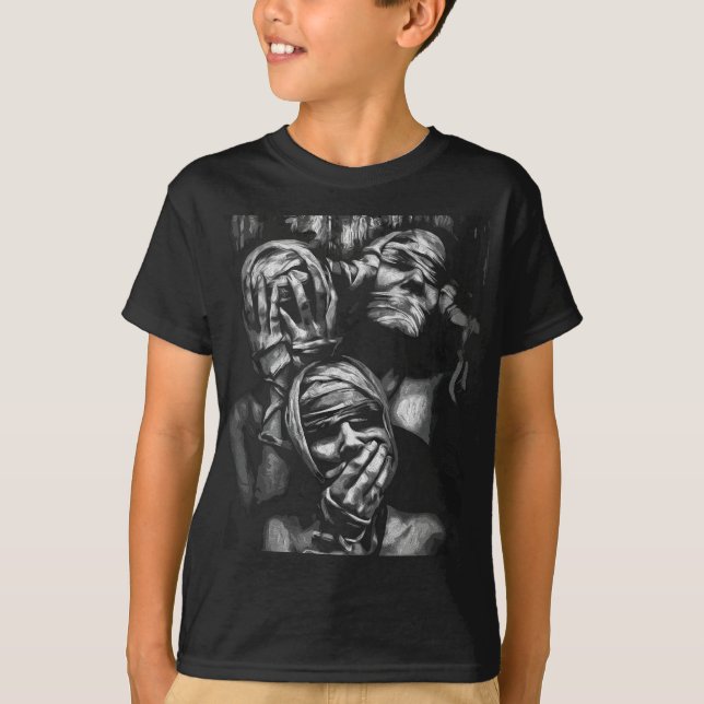 Tystade skuggor: Abstrakt ansikten T Shirt (Framsida)