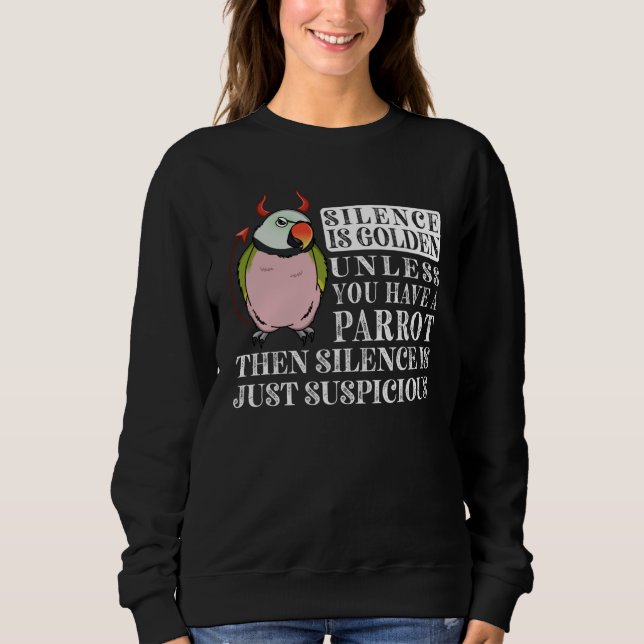 Tystnad är guld Papegoja I Mustasch Parakiter T Shirt (Framsida)