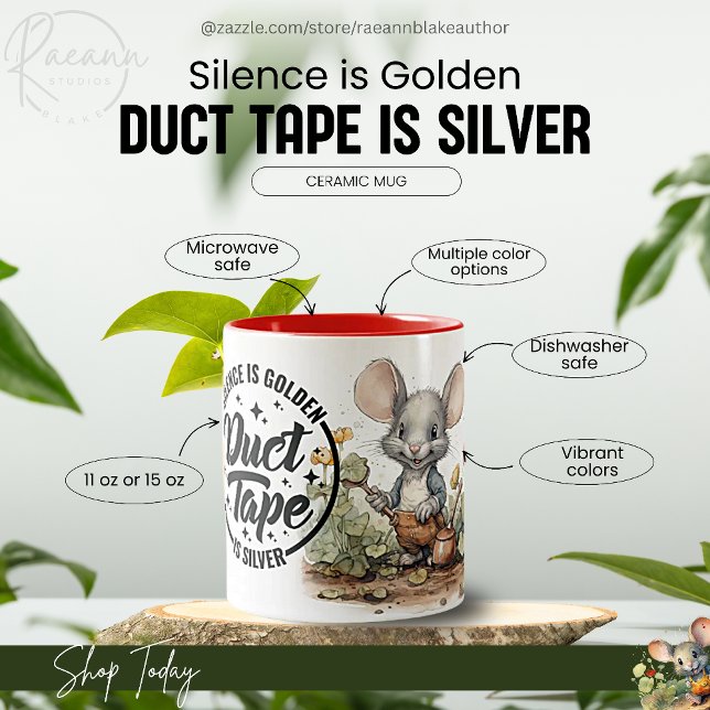 Tystnad är guld, silvertejp är silver keramisk mug Två-Tonad mugg (Skapare uppladdad)