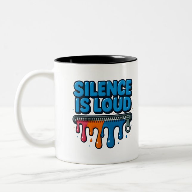 Tystnad Är Högljudd Fet Typografi Konst Mugg (Vänster)