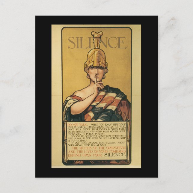 Tystnad Världskrig II Vykort (Framsida)