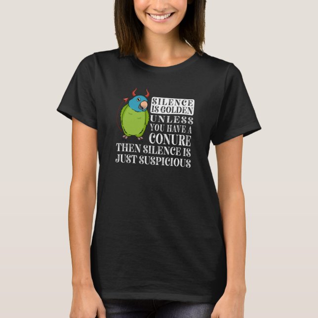 Tystnaden är Golden Parrot I Blue krönt Conure T Shirt (Framsida)