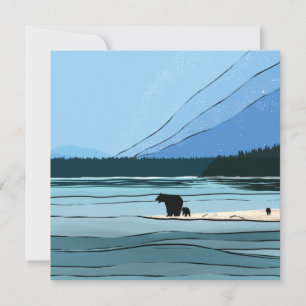 Tystnadens Björnsilhuett från Pacific Northwest Julkort