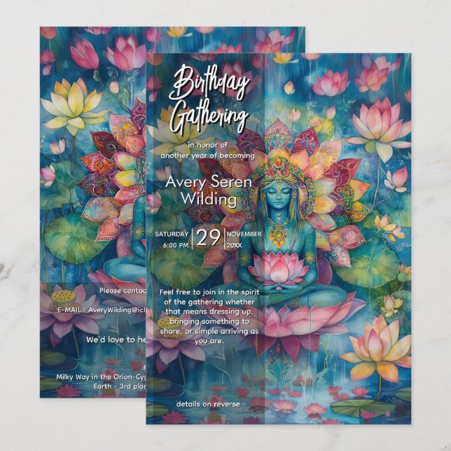 Tystnadens Uppkomst | Lotus Flower Design Inbjudningar (Fram/baksida)