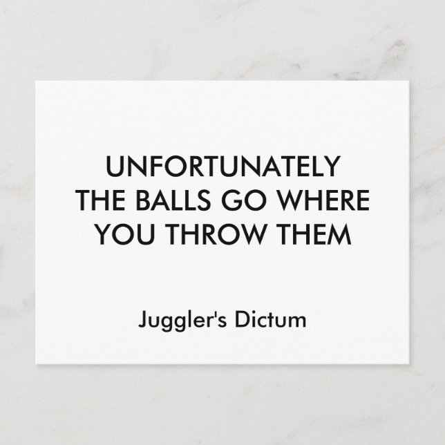 TYVÄRR GÅR BOLLAR DÄR DU SLÄPPER DEM... VYKORT (Framsida)