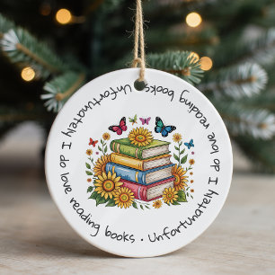 Tyvärr läser jag Kärlek Bokar Bok Älskare Julgransprydnad Keramik
