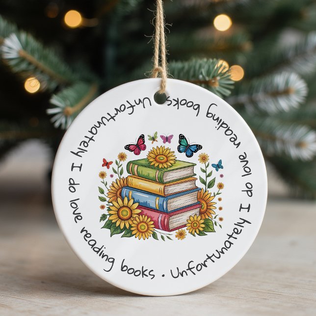 Tyvärr läser jag Kärlek Bokar Bok Älskare Julgransprydnad Keramik (Skapare uppladdad)