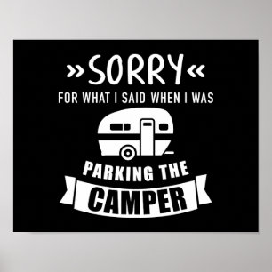 Tyvärr sa parkeringskamper camping Caravan-släpvag Poster