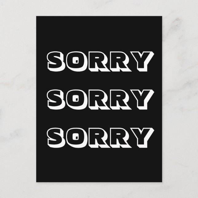 Tyvärr, svart, vitt, modernt, fetstil vykort (Framsida)