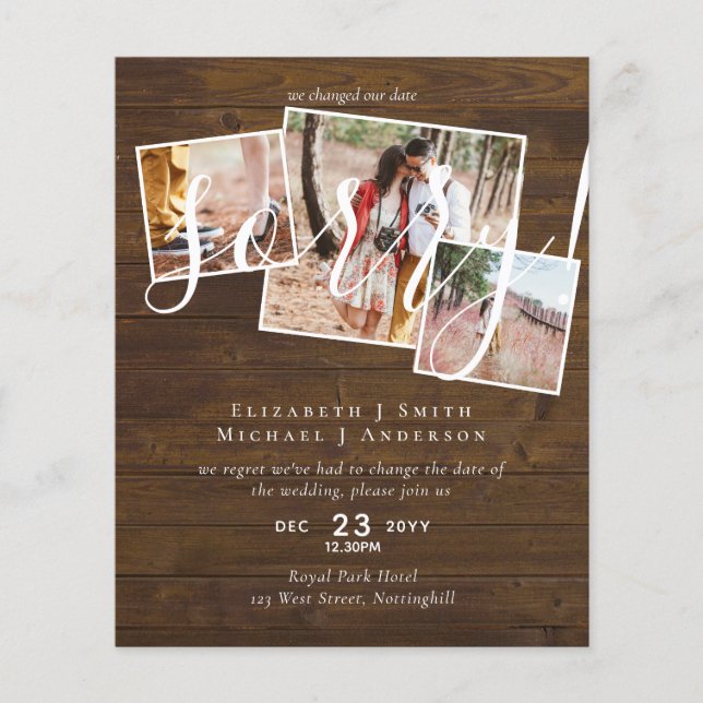 TYVÄRR,  Uppskjutning av bröllop - ändring av datu (Framsida)