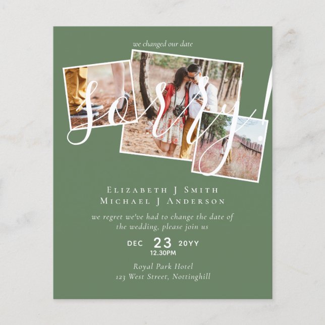 TYVÄRR,  Uppskjutning av bröllop - ändring av datu (Framsida)