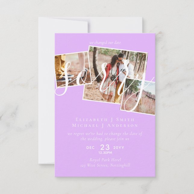 TYVÄRR,  Uppskjutning av bröllop - ändring av datu (Framsida)