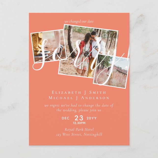 TYVÄRR,  Uppskjutning av bröllop - ändring av datu Vykort (Framsida)
