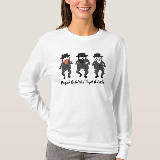 Tznius Dancing Rabbis T-shirt Kvinnors Långärmad (Framsida)