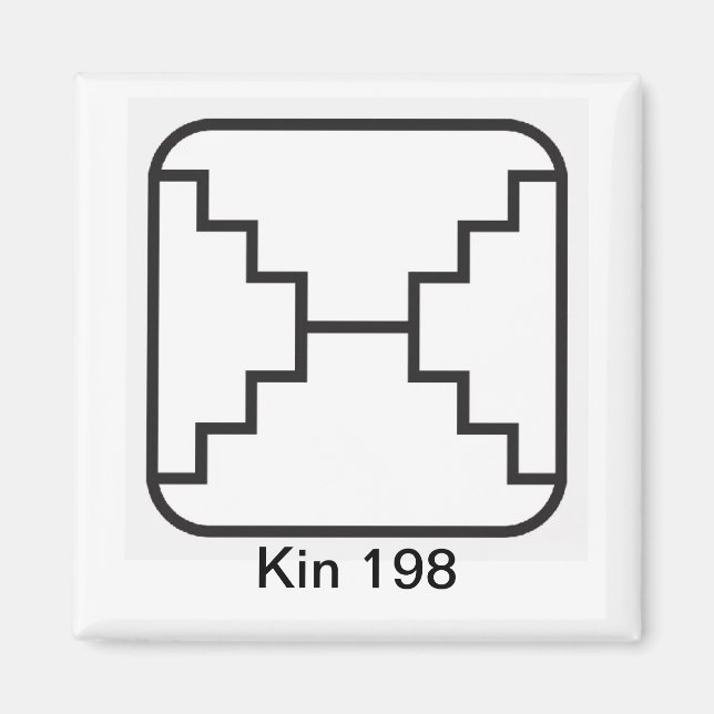 Tzolkin Espelho Branco Kin 198 Magnet (Framsidan)